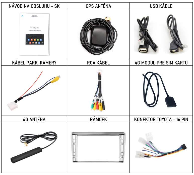 SK Prislusenstvo pre autorádio Isudar T72 st pre Toyota Avensis s CarPlay AndroidAuto - evtech.sk